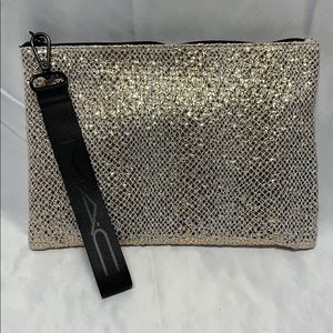 Mac White & Gold Metallic Makeup Bag / Wristlet
